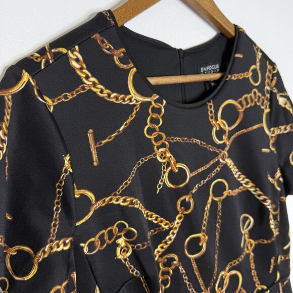 Enfocus Studio Dress Womens 14 Chain Elegant Short Sleeve Midi Polyester Party - Picture 3 of 8